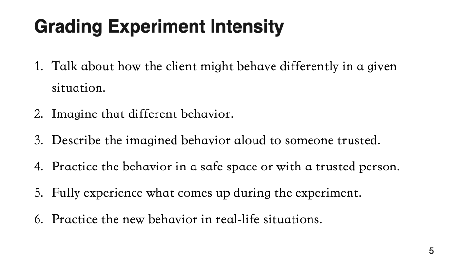 Slide: grading experiment intensity